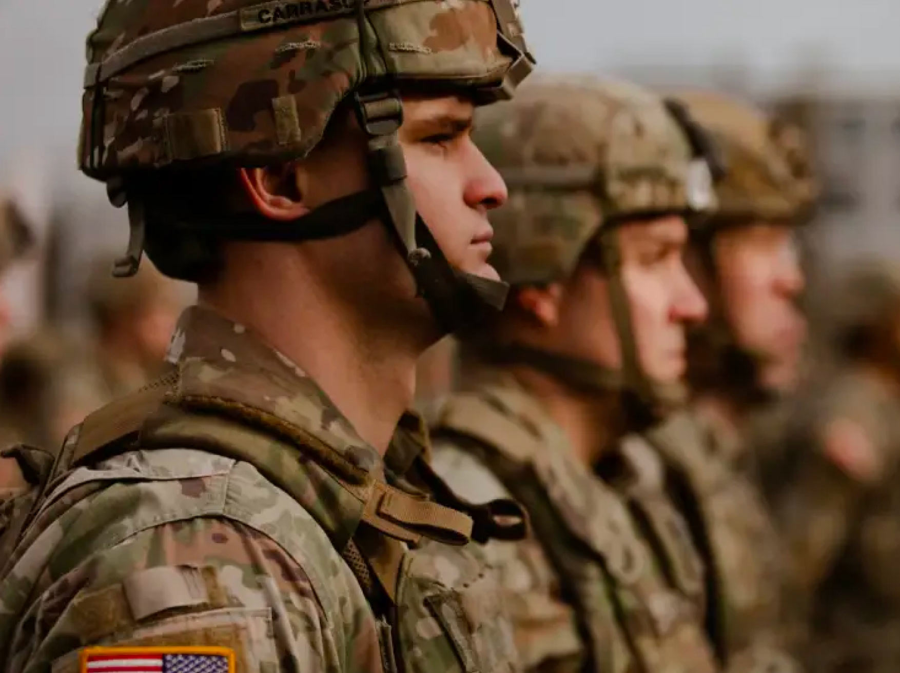 Close up of the profile of a Soldier in uniform